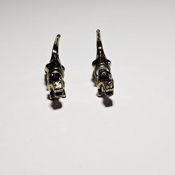 Gold Tone Dinosaur Head And Tail Jacket Fashion Earrings - Picture 10 of 11